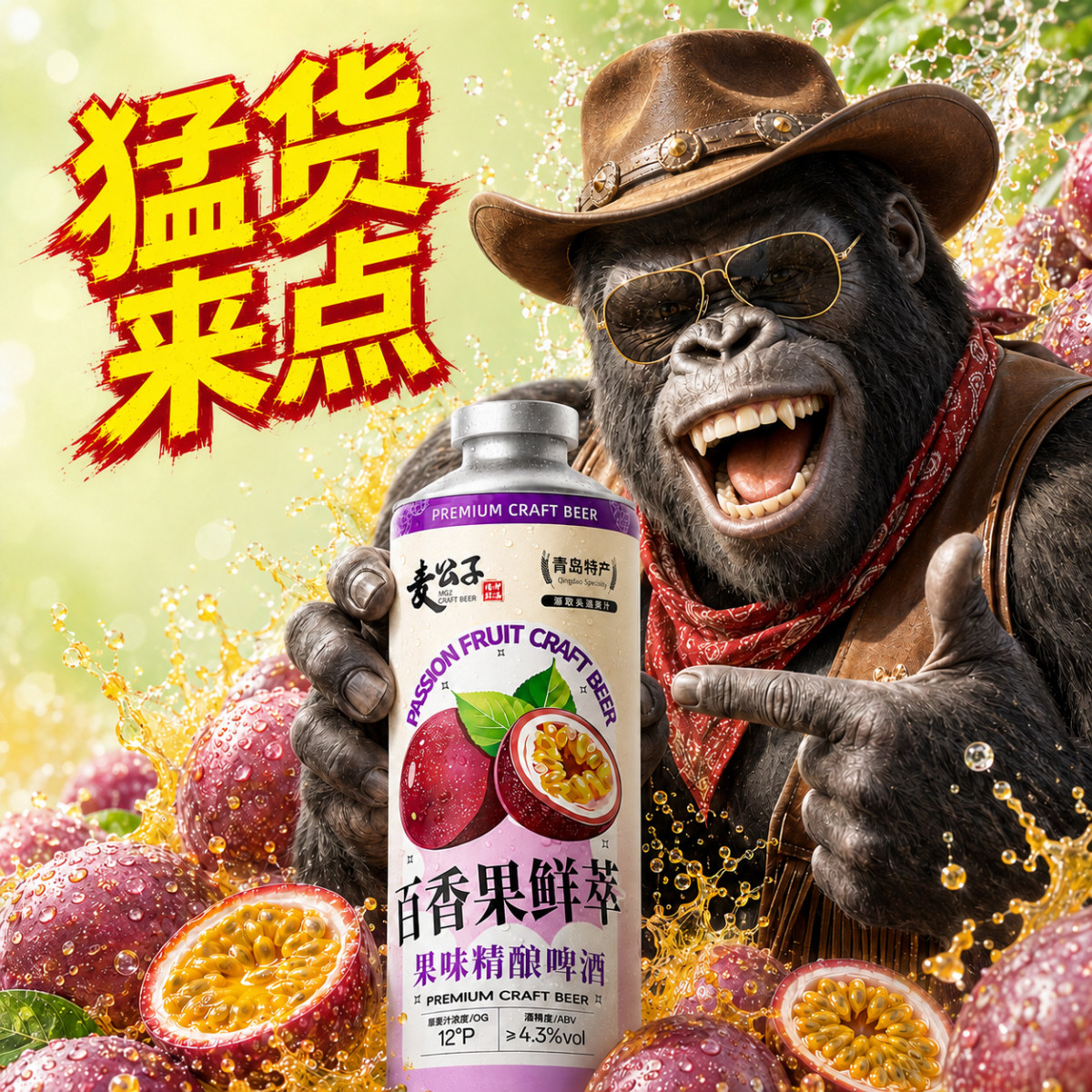 山东特产精酿原浆啤酒高浓度国产装礼盒百香白桃青提茉莉蜜瓜果啤
