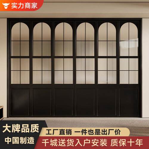 法式折叠复古门拱形长虹玻璃厕所卫生间洗手间阳台隔断墙厨房