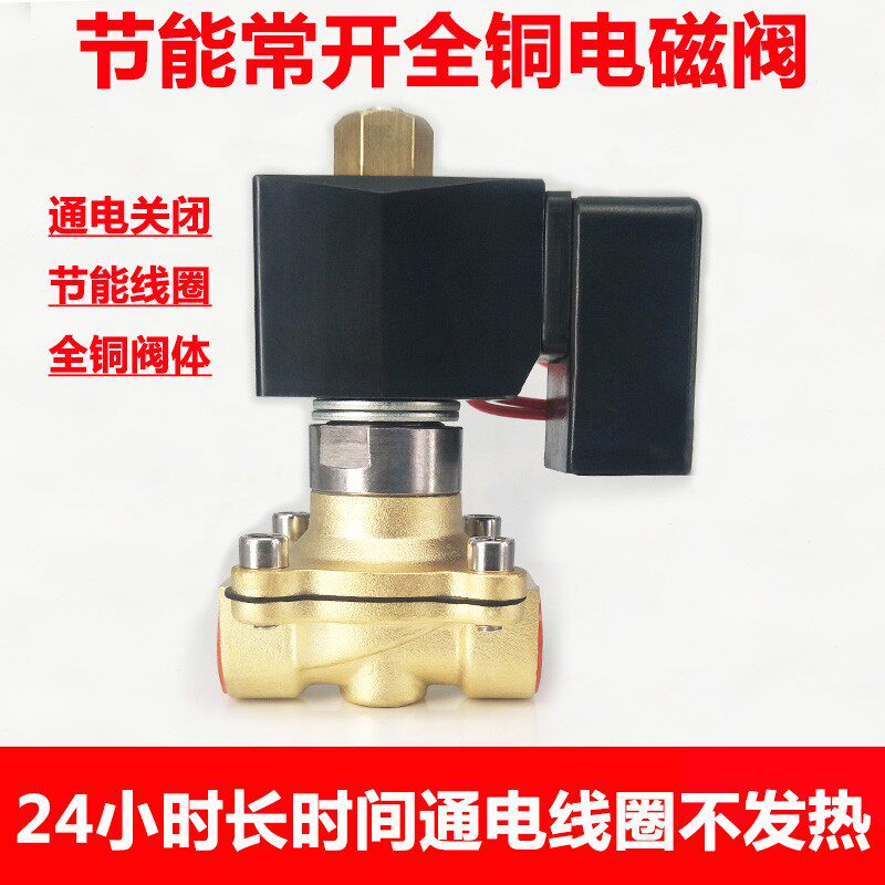常开节能防水全铜电磁阀水阀220V 24V 12V 4分6分1寸1.2寸2寸气阀