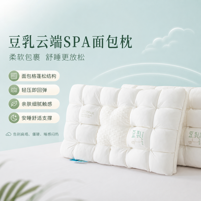新款A类泡芙空气层豆乳云端释压枕人体工学颈椎分区枕头枕简约y