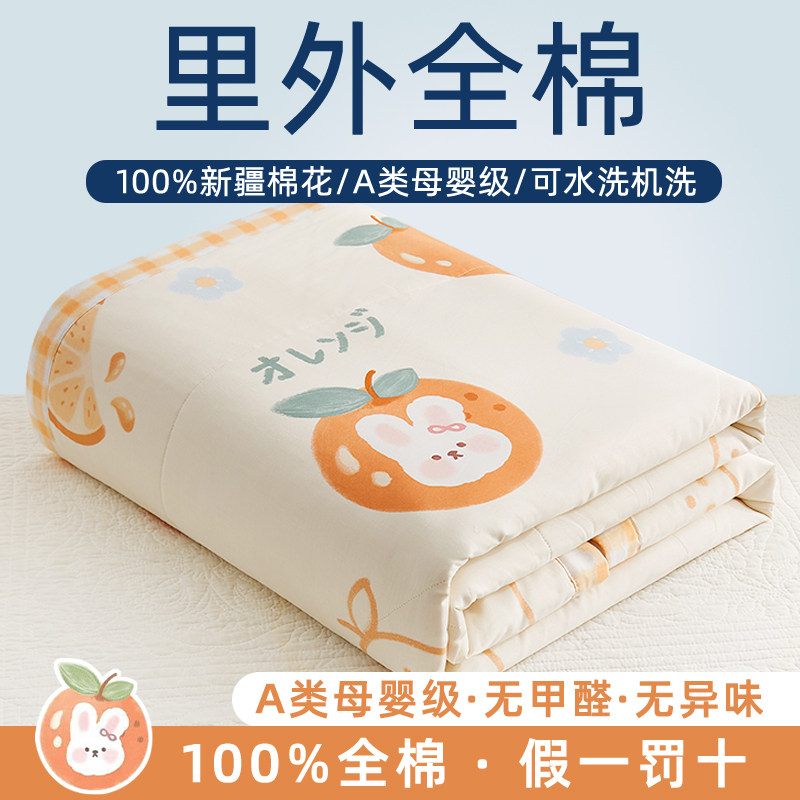 A类母婴级纯棉全棉夏被空调被夏凉被宿舍新疆棉花薄被碎花田园风y