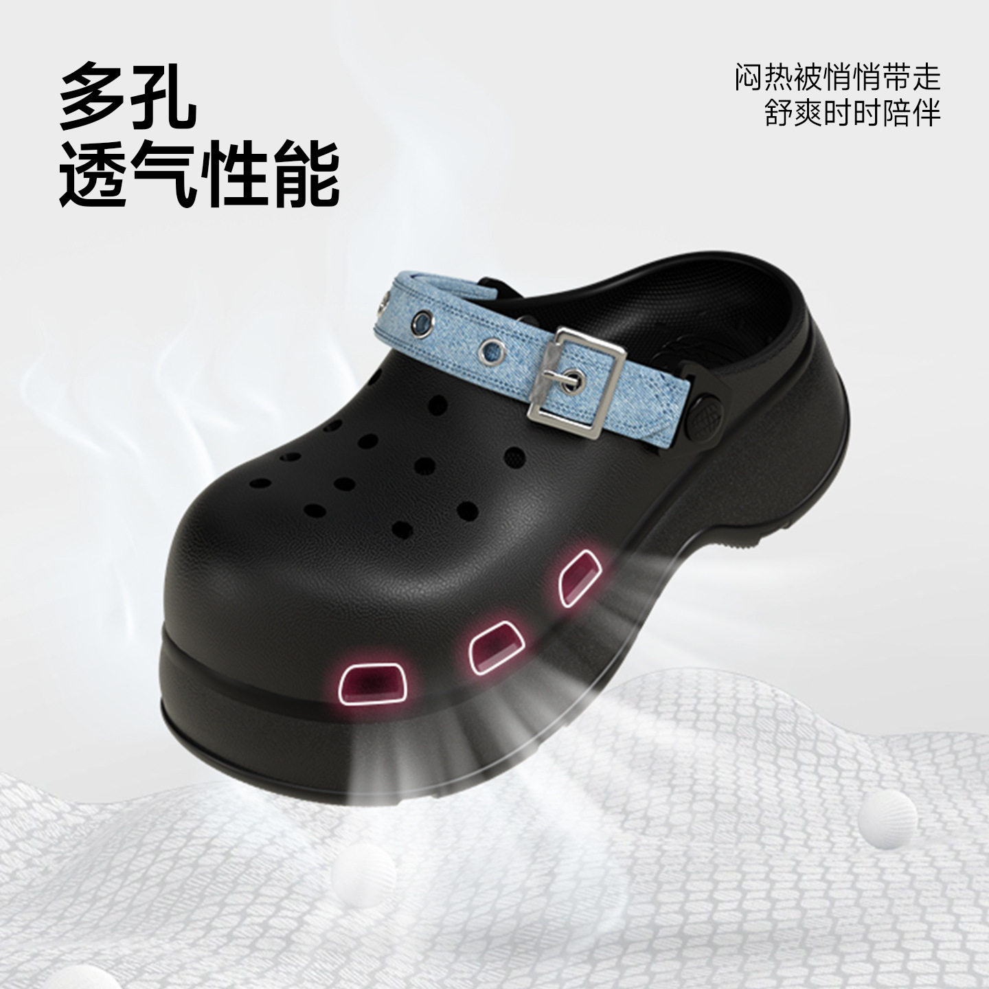 chikoku时尚厚底透气洞洞鞋女鞋户外沙滩防滑休闲百搭包头凉拖鞋图片