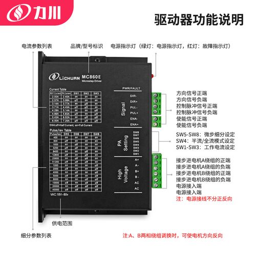 86步进驱动器MC860E 步进电机驱动器带智能风扇交直两用 雕刻机用
