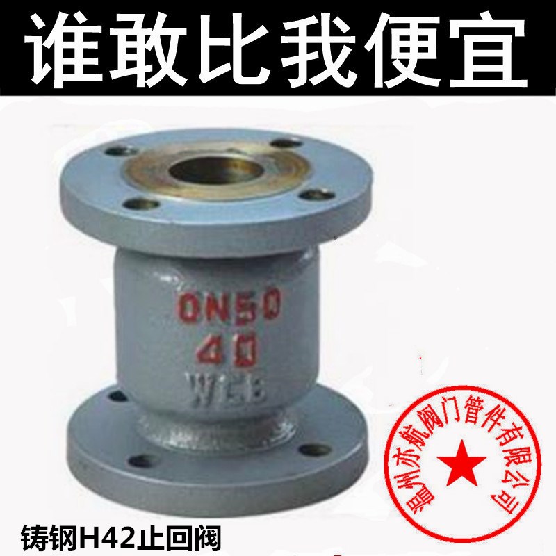 铸钢法兰止回阀H42H-16C立式WCB弹簧式止逆阀逆止阀管道阀门 DN50