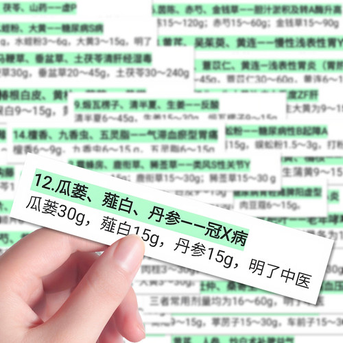 172张三味小方贴纸中医药材配方调理方法学习笔记本iPad贴画防水