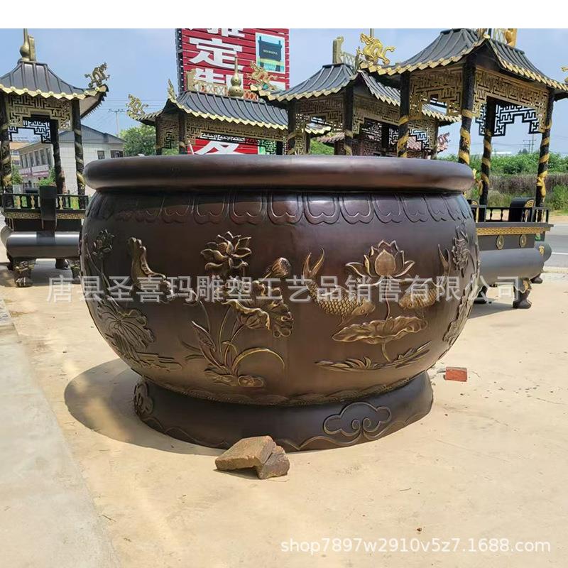 1.8米纯铜荷花鲤鱼大缸铜大缸铸造厂福字缸四合院黄铜紫铜青铜缸