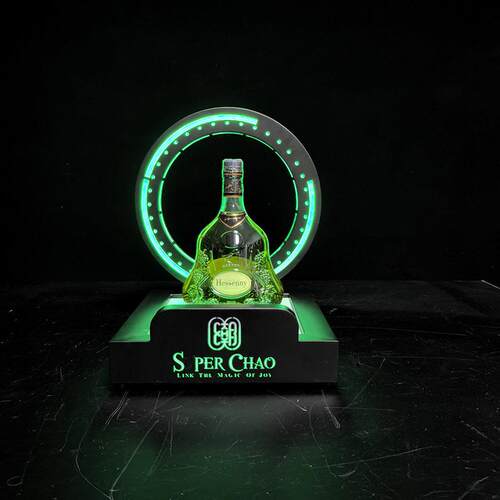 酒吧LED发光酒座水晶柱香槟底座花环形XO洋酒酒托威斯忌双色调节