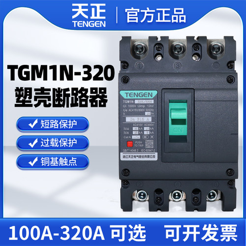 天正电气TGM1N-320L/3300塑壳断路器320A 315A三相380V3P空气开