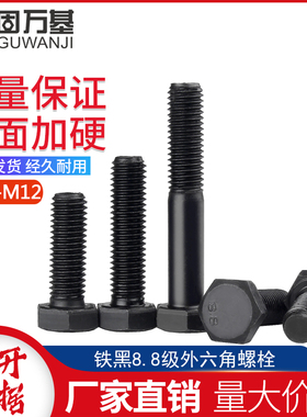 8.8级高强度外六角螺丝黑色六角螺栓大全加长螺钉M10M12M14M16M20