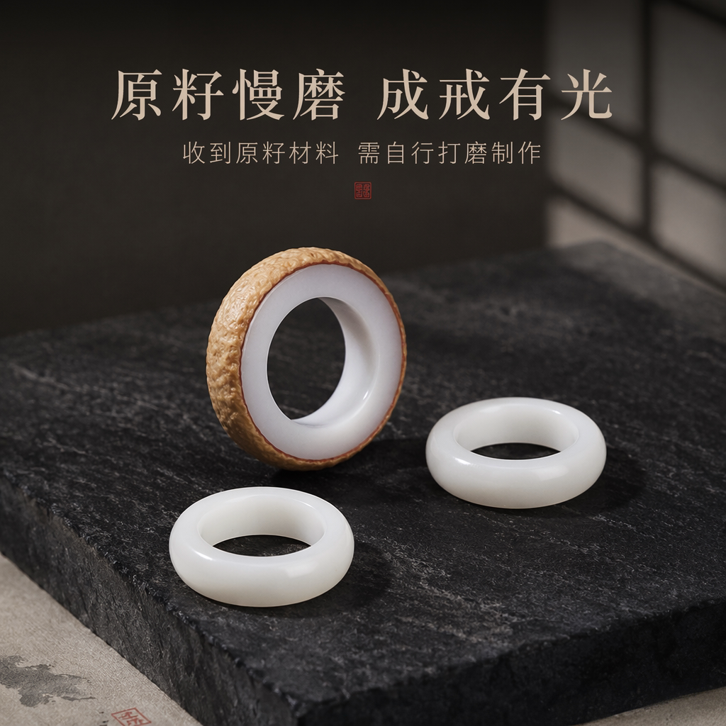 菩提白玉手工DIY情侣戒指创意
