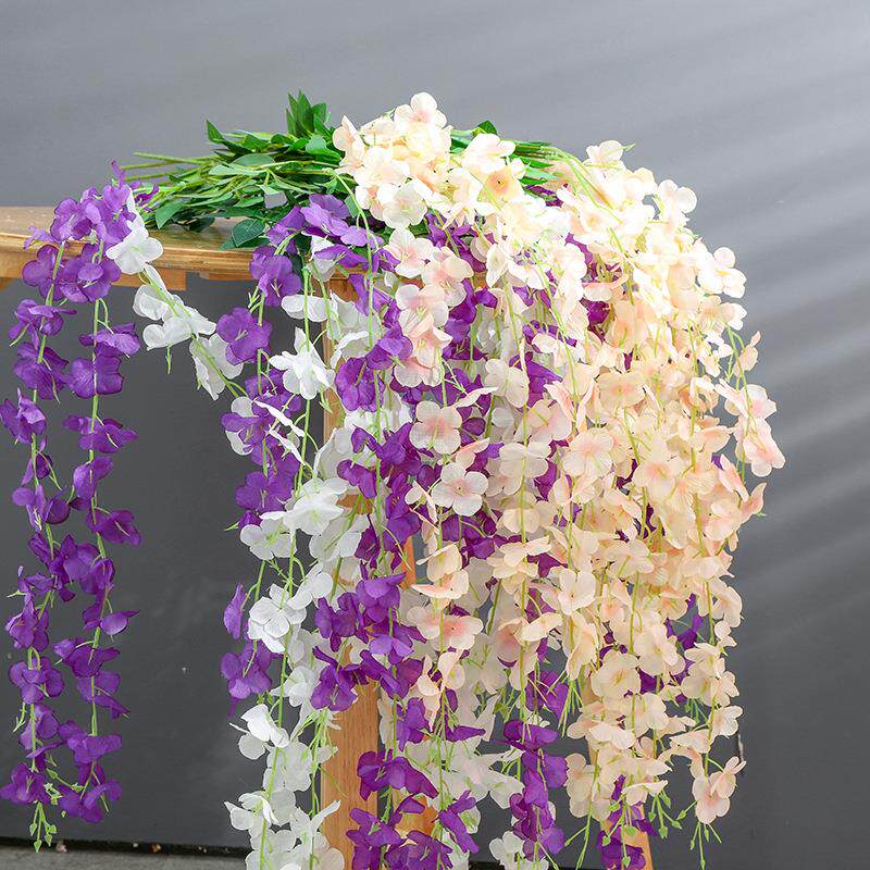 仿真加密紫藤花家居长廊吊顶花藤婚庆拱门装饰豆瓣花串假花