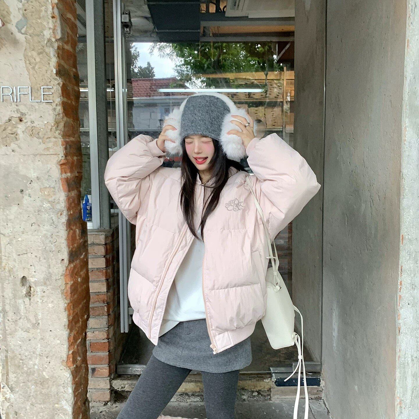 小仙倪子羽绒棉服女冬新款百适简约粉色棒球服休闲保暖外套学院风