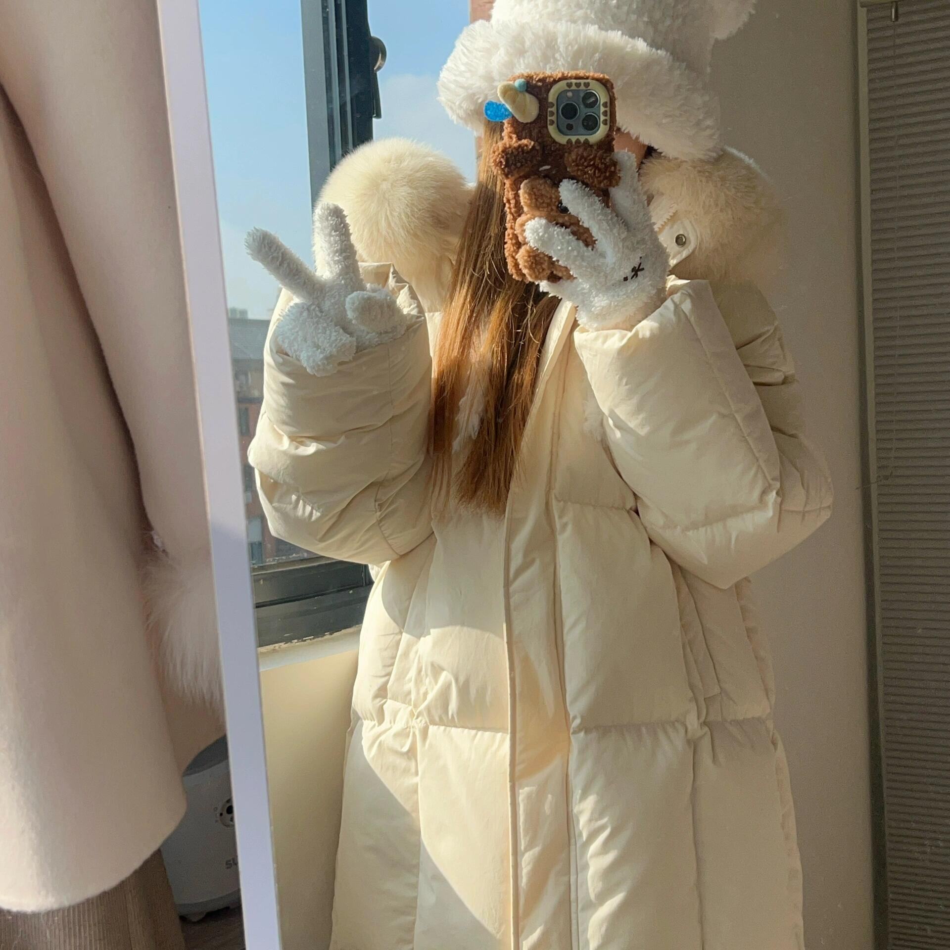 中长羽绒服棉服女冬大码胖MM韩版羽绒服宽松连帽短款保暖外套
