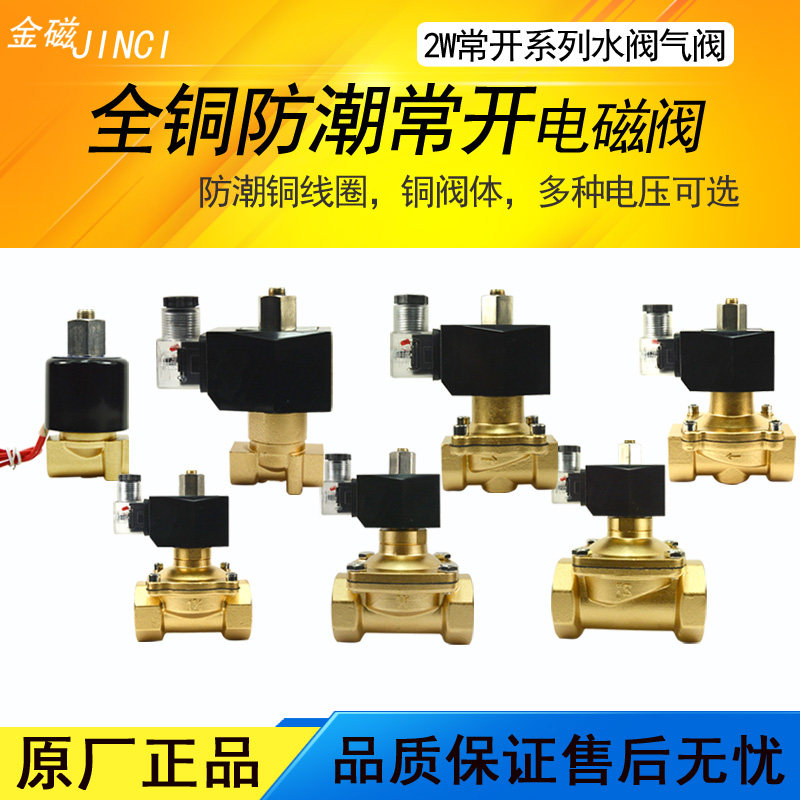 常开电磁阀 水阀气阀 铜阀体4分6分1寸 AC220V DC24V金磁正品保证