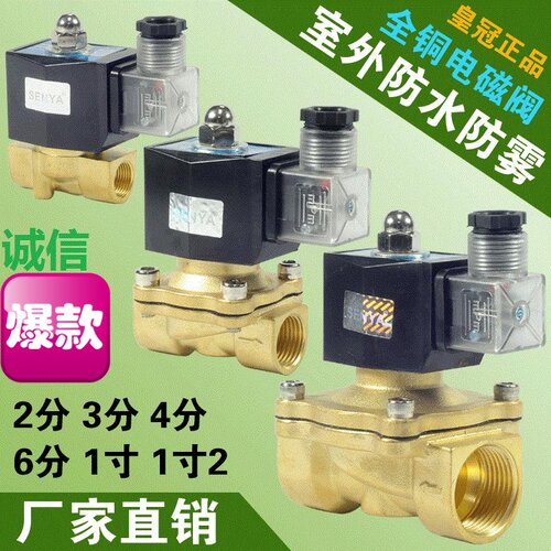 全铜室外防水防潮常闭电磁水阀 气阀 AC220V DC24V 4分6分1寸包邮