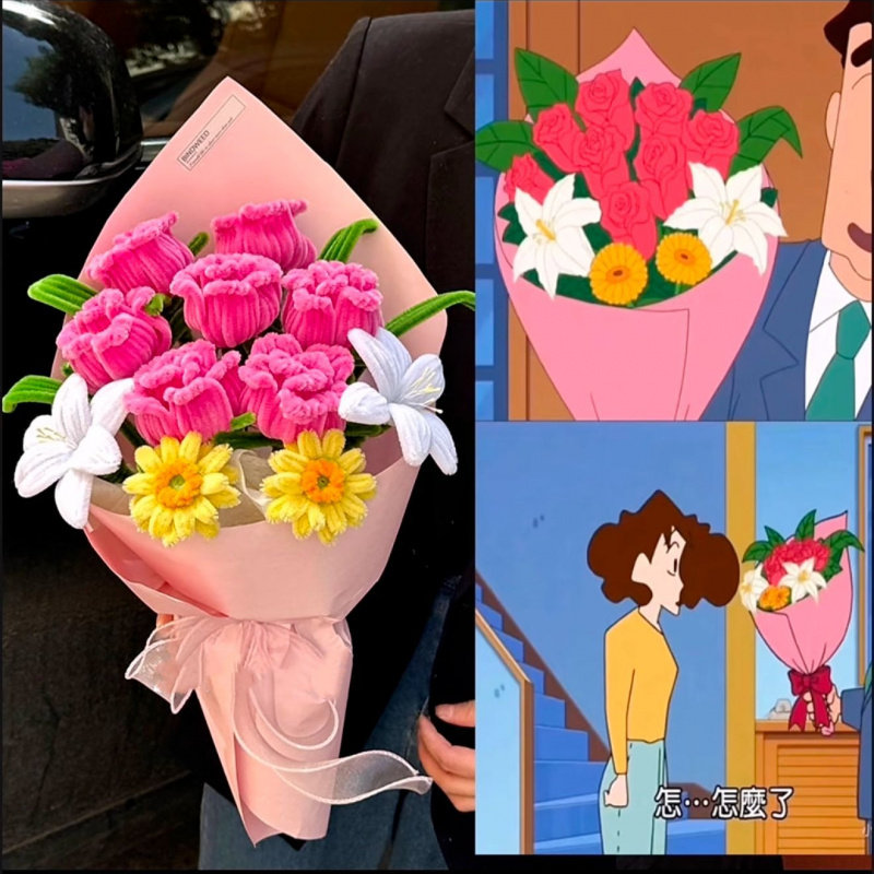 广志美伢同款浪漫仿真玫瑰花扭扭棒手工DIY材料包表白神器送女友