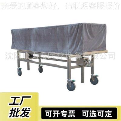 全不锈钢尸体升降推车带盖 手摇升降运尸车殡仪馆遗体运输 推尸车
