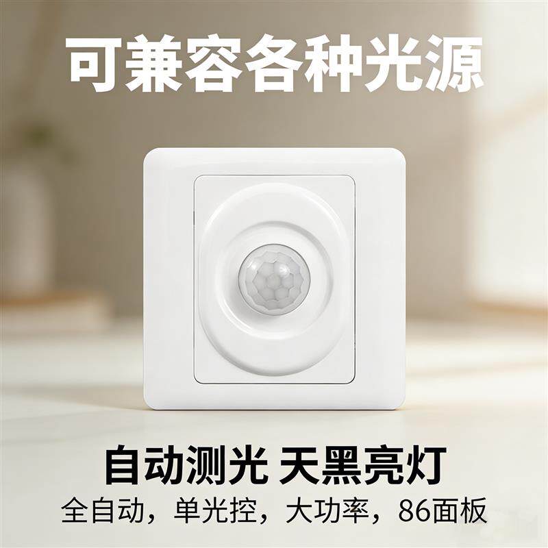 86型220V光控开关天黑自动亮探头传感器光感应路灯智能光控控制器