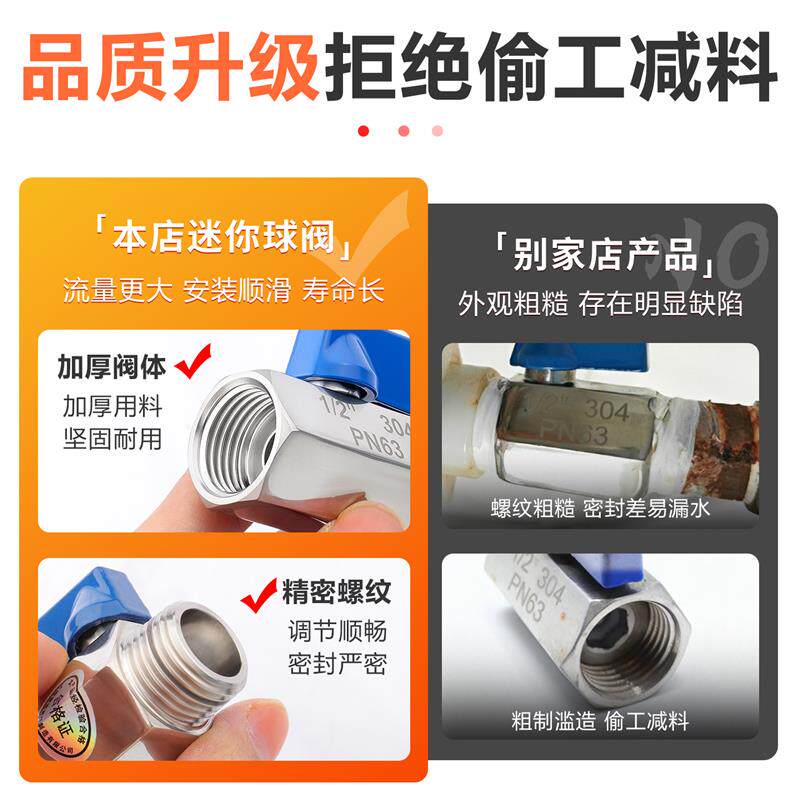 奇高品牌不锈钢双内螺纹球阀 316材质微型阀门 上海制迷你手动气