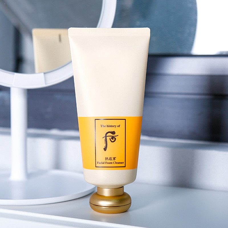 韩国whoo后拱辰享泡沫洗面奶180ml黄色绵密泡泡温和清洁洁面乳