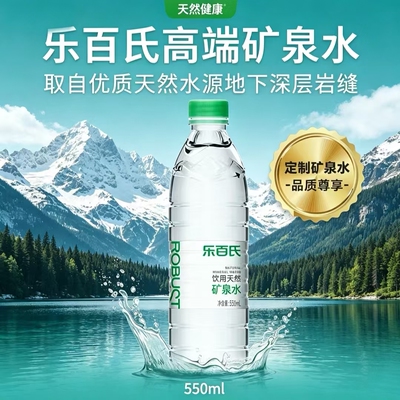 乐百氏弱碱性天然矿泉水550ml*24瓶家庭健康高端饮用水整箱批特价