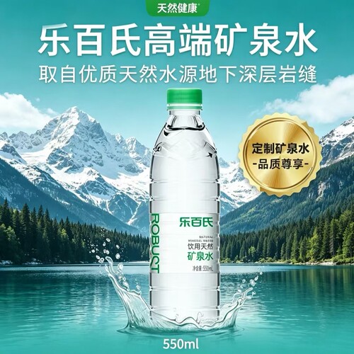 乐百氏弱碱性天然矿泉水550ml*24瓶家庭健康高端饮用水整箱批特价