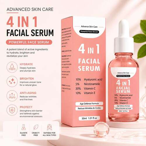 跨境面部精华4 in 1 Face serum 紧致液精华液原液提亮滋润多效