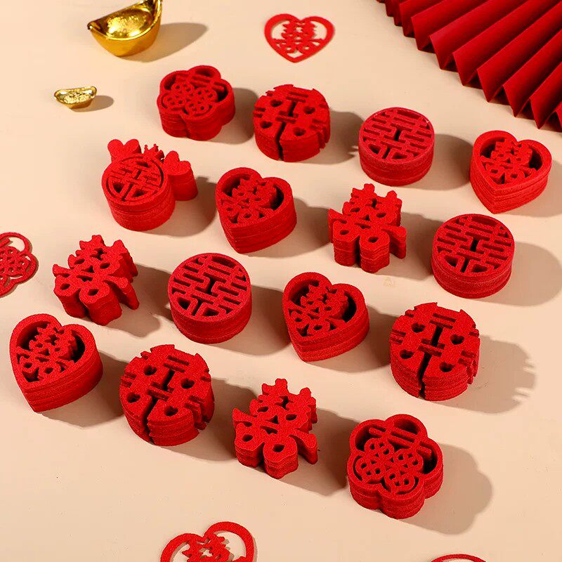 婚房装饰毛毡手抛小喜字贴纸