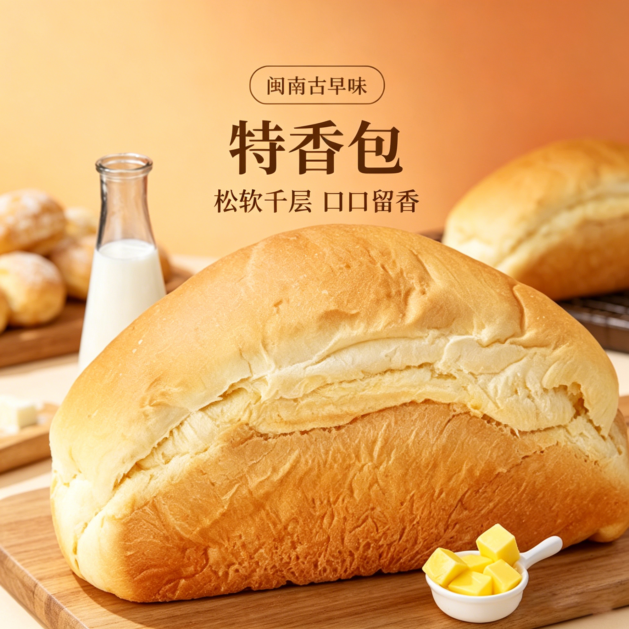 特香包闽南特产现做手撕面包湿软浓香型早餐代餐充饥软面包260g