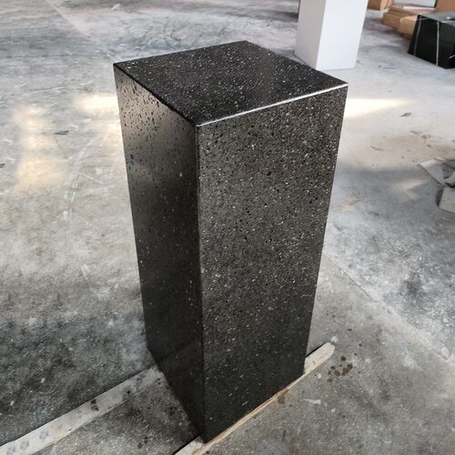 哑光天然黑洞石大理石摆件底座酒店别墅装饰立柱子摆件底座雕塑台