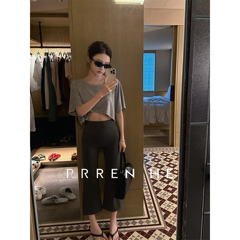 夏季薄款微喇鲨鱼瑜伽裤女外穿