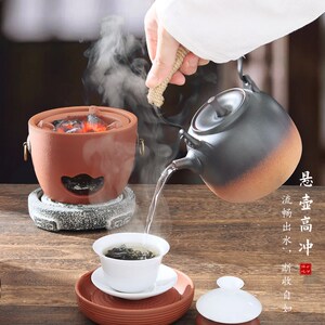 围炉煮茶小炭炉陶瓷提梁壶潮州手工红泥炭炉风炉仔家用功夫烧茶炉