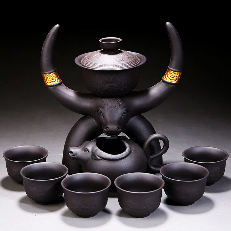 懒人茶具家用紫砂创意防烫全自动泡茶冲茶器功夫茶壶手绘茶杯套装