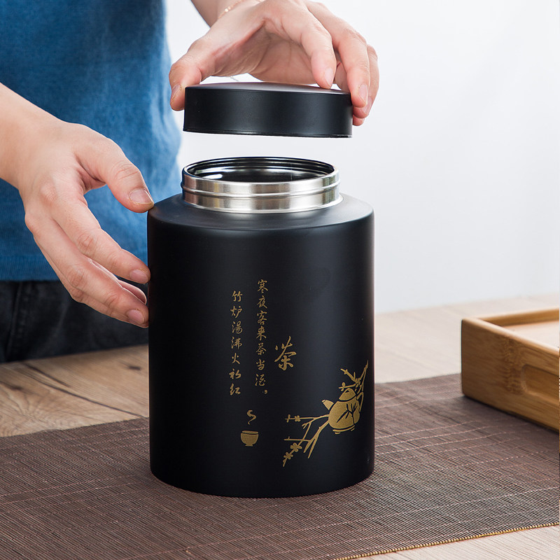 高端密封茶叶罐 家用防潮储存装茶叶的罐子 不锈钢茶叶盒空罐包装