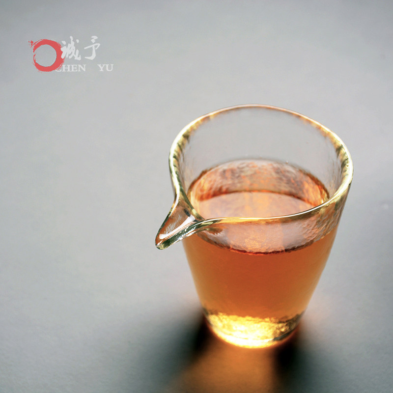 锤纹耐热玻璃公杯手工甩制茶漏套装加厚公道杯功夫茶具茶海分茶器