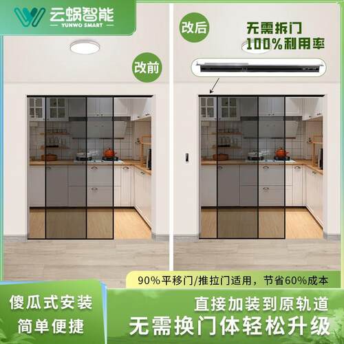 云蜗智能新款推拉门大门改电动门家用自动感应门机组轨道门窗升级