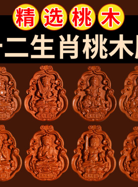 桃木守护神项链十二生肖本命佛吊坠八大守护神毛衣链本命菩萨项链