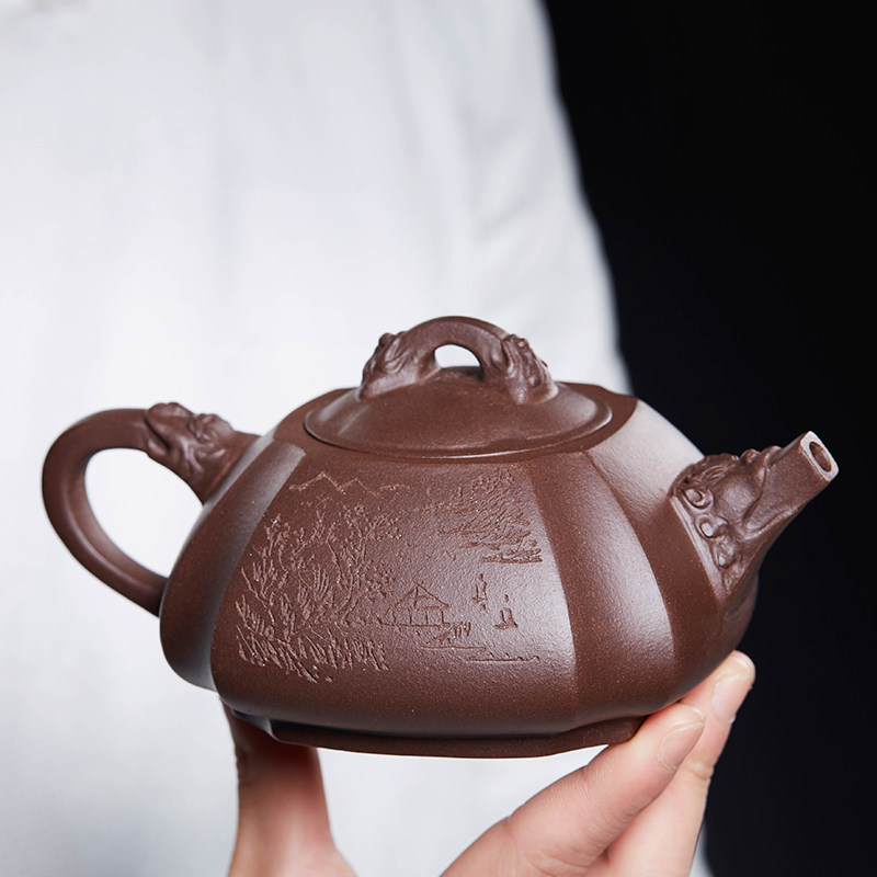 宜兴纯全手工紫砂壶名家正宗泡茶壶原矿紫泥方壶单壶家用紫沙茶具