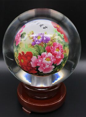 诚信内画水晶球纯手绘图案办公桌客厅电视柜摆件工艺礼品特色礼品