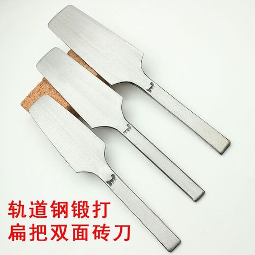 孟传国加厚砌砖刀砌墙工具椭圆把瓦工泥工双面轨道钢扁把建筑泥刀