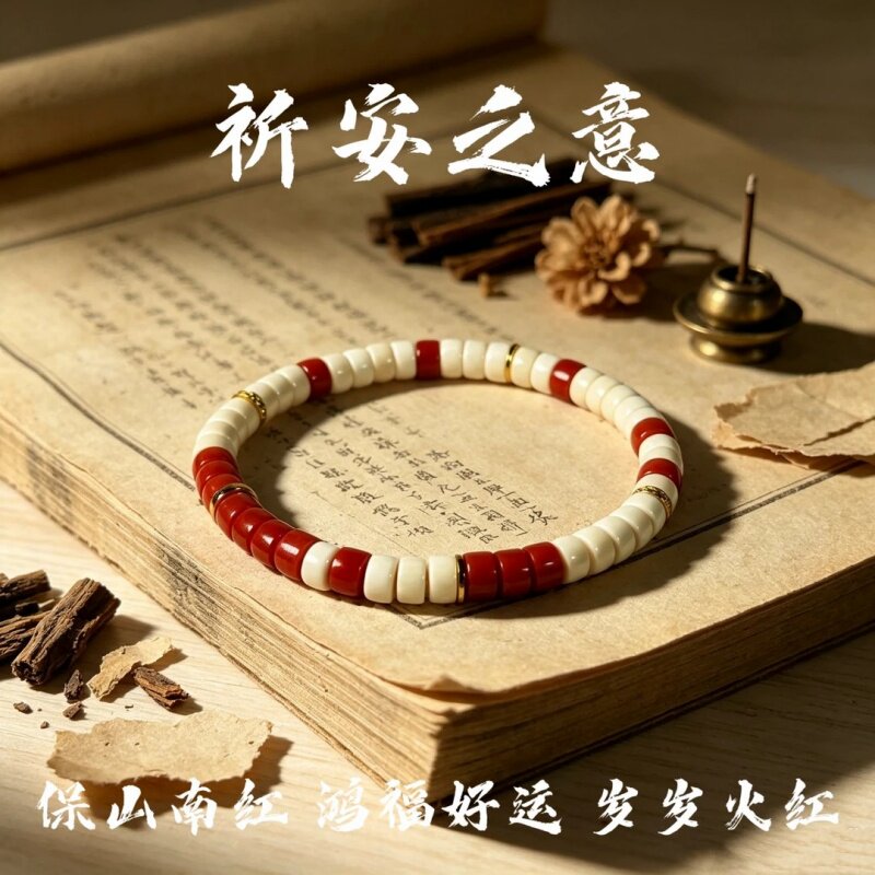 天然红玛瑙手串女新中式设计手链