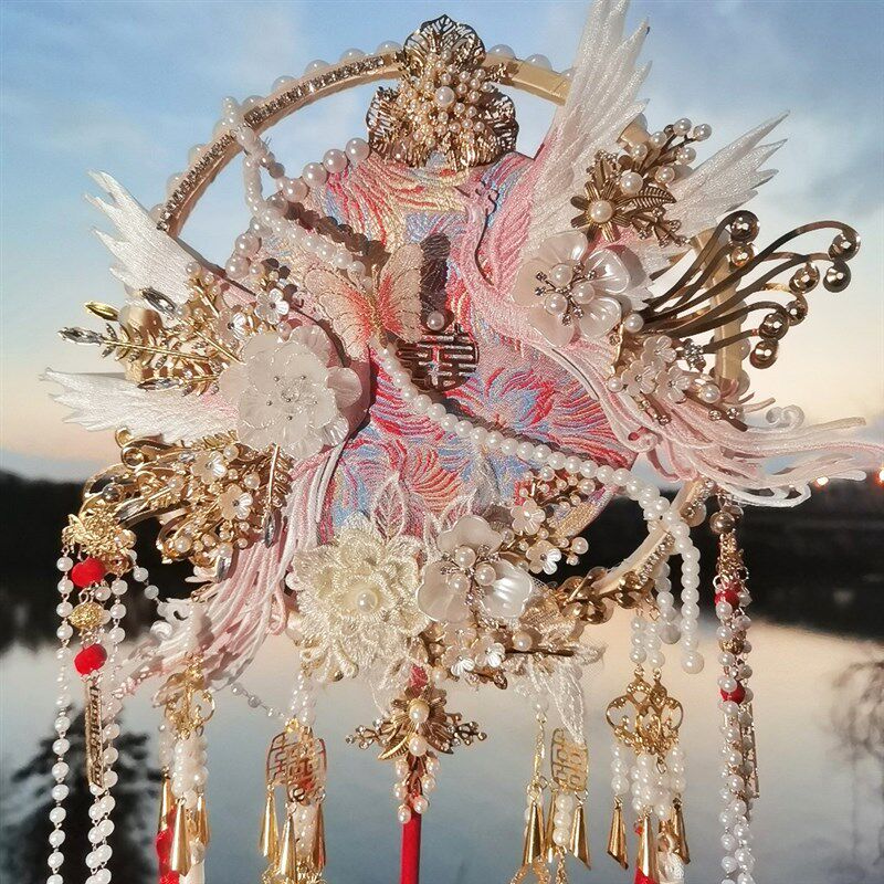 团扇新娘结婚diy材料包成品秀禾双面喜扇高级婚礼重工中式婚扇子