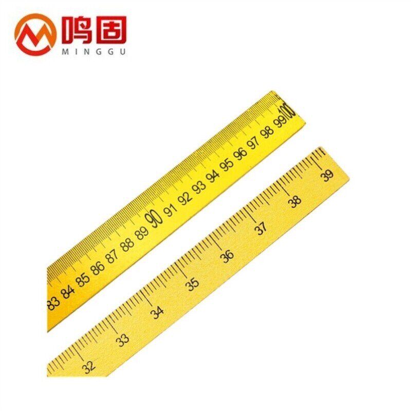鸣固实验室直尺测量尺教具实木尺教学尺竹尺双面加厚100cm5个装