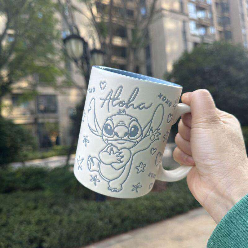 手绘可爱卡通陶瓷水杯女