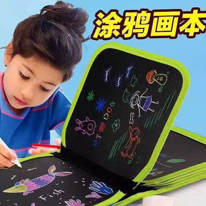 儿童涂鸦小黑板画本图神