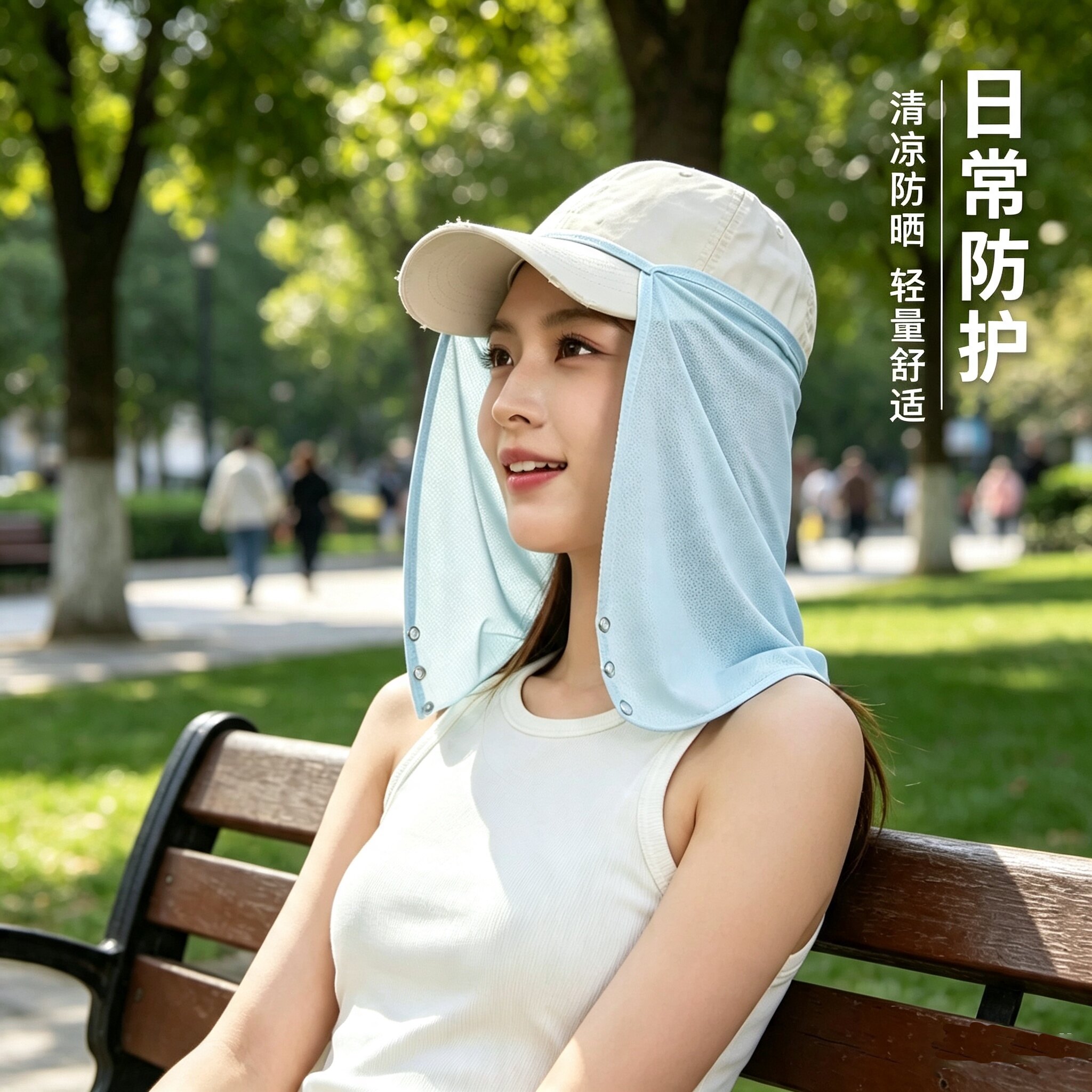 承想冰丝防晒护颈帽帘男女出行颈部防晒不蹭妆透气适配多种棒球帽