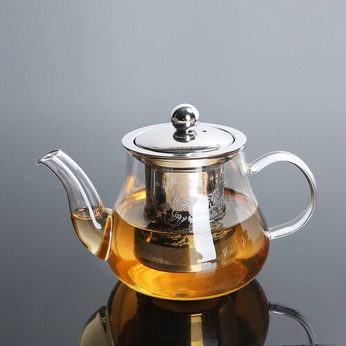 耐热玻璃400毫升透明茶壶不锈钢胆功夫茶叶冲茶器家用玻璃泡茶杯