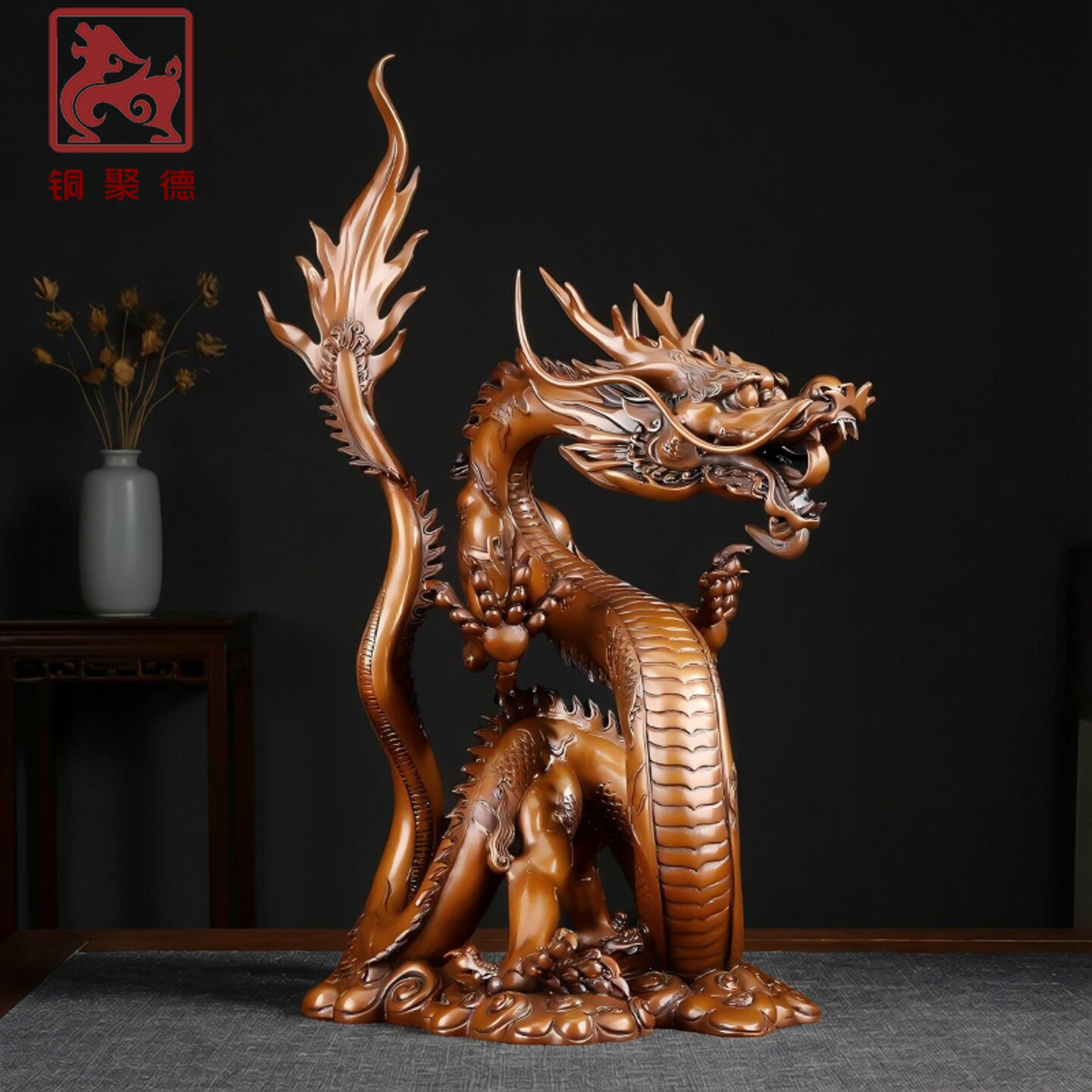 铜聚德纯铜生肖龙摆件中式办公室桌面工艺品吉祥物开业乔迁送礼
