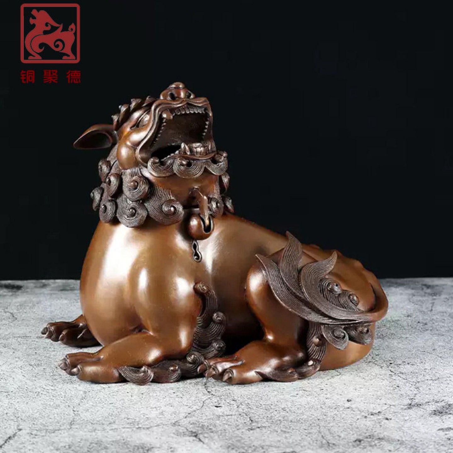 铜聚德纯铜瑞兽香薰炉摆件