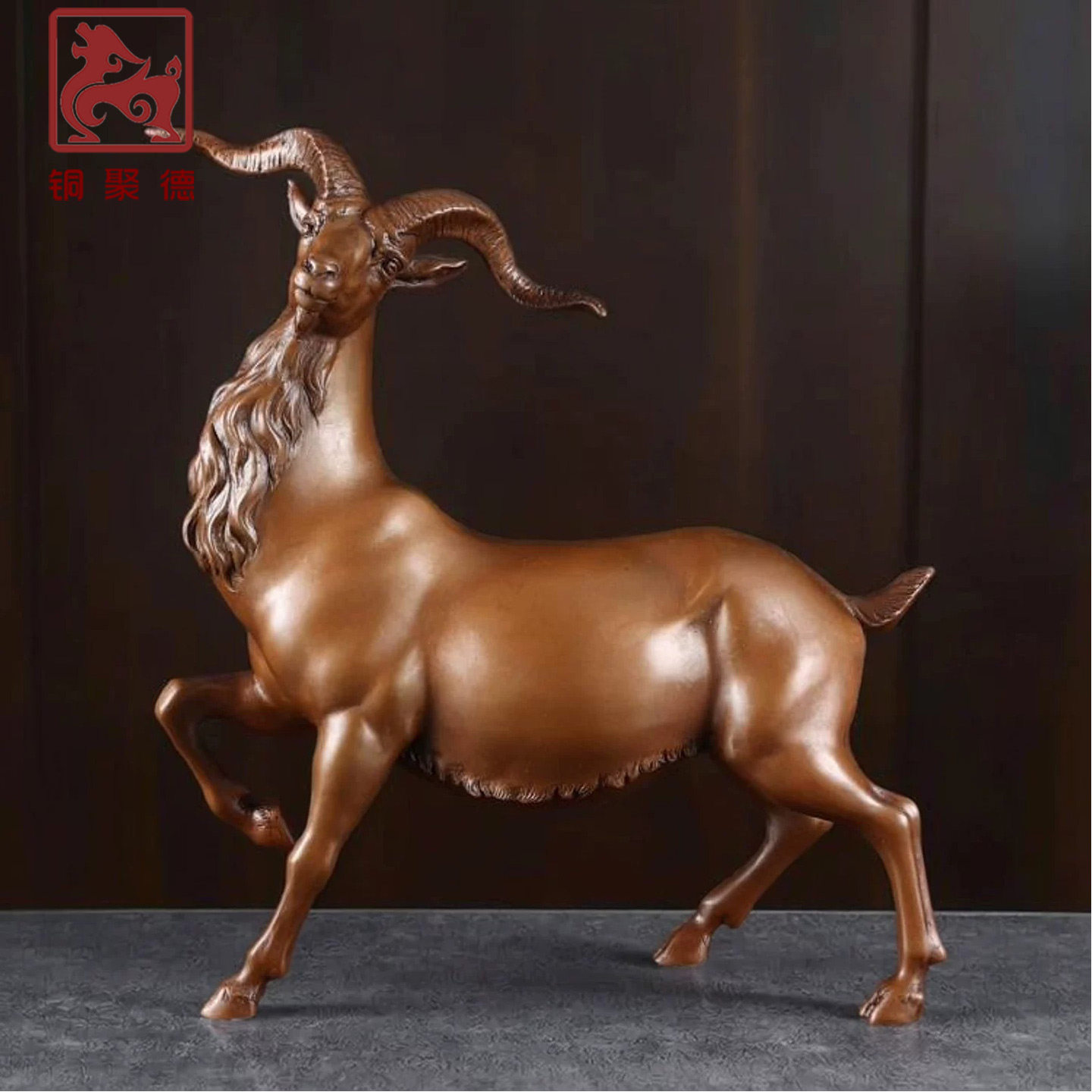 铜聚德紫铜生肖羊领头羊摆件